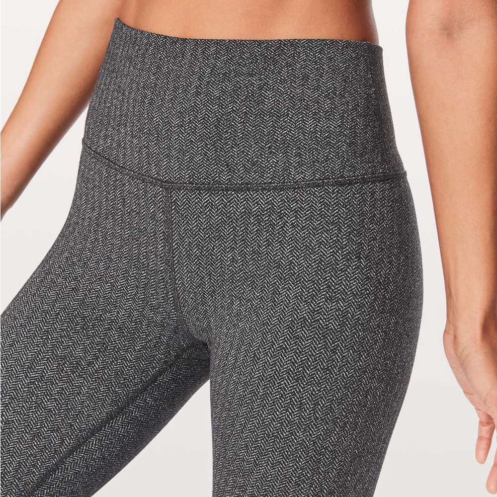 Stylish lululemon wonder under High rise gray Black pique Leggings